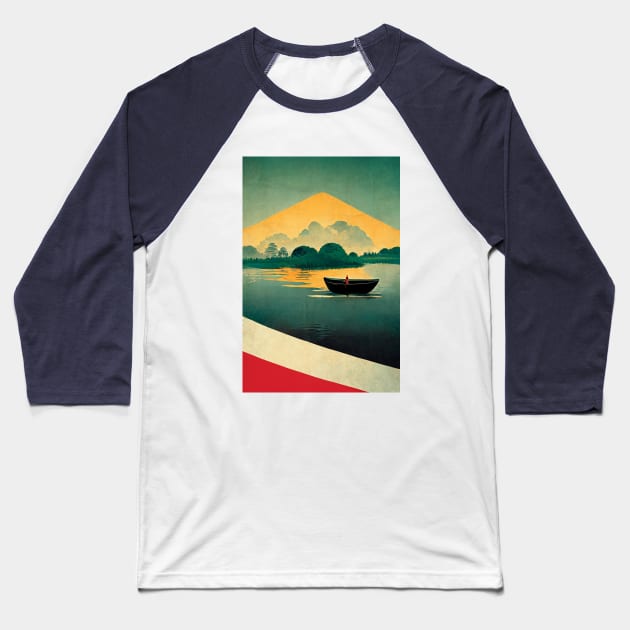 Lake Boat Retro Baseball T-Shirt by Retro Travel Design